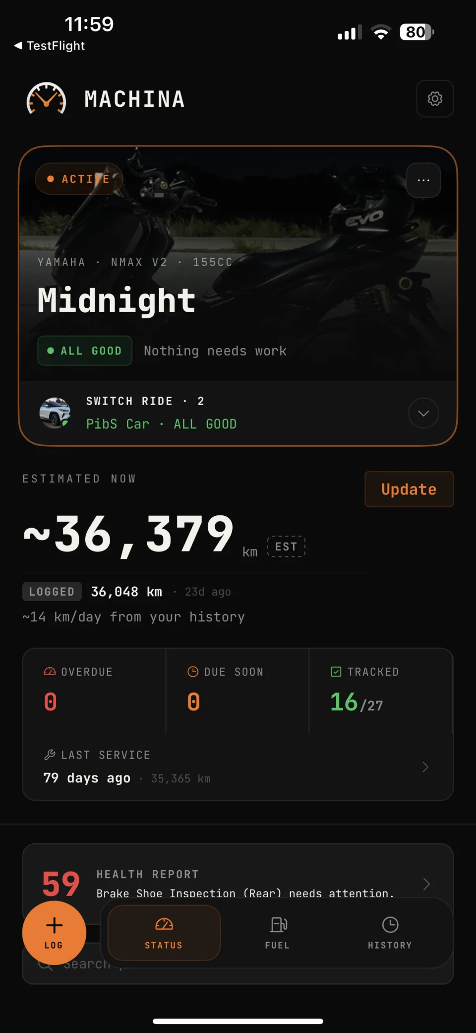 Dashboard status